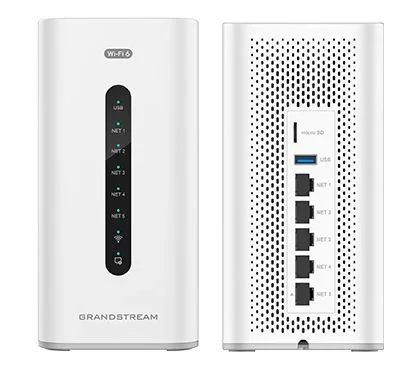 Grandstream gcc6010w solució n todo en uno:vpn router,firewall,ip pbx y ap wifi6.puertos config. lan/wan(max.3 wan):5xgbe.2×2:2 mu-mimo 2,4ghz y 3×3:3 mu-mimo 5ghz.3 antenas internas.vpn router 3 gbps.