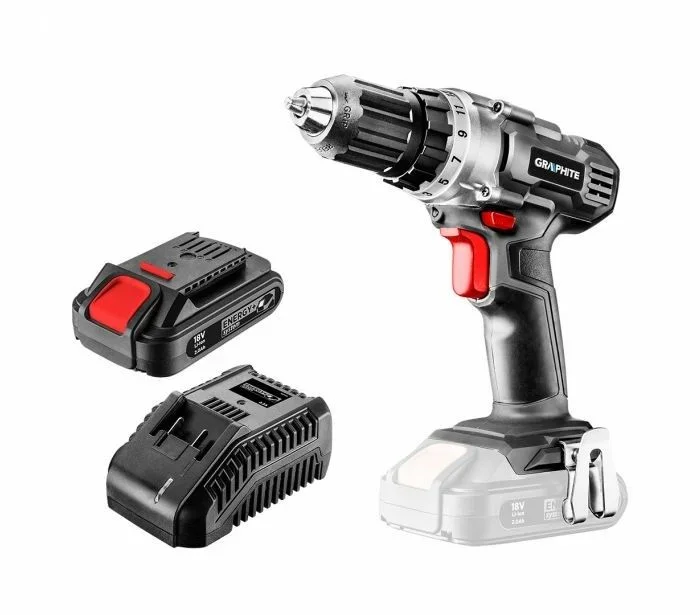 Graphite 58g000-set1 taladro 1250 rpm sin llave 1,1 kg negro, rojo