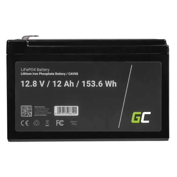 Green cell cav08 batería para sistema ups fosfato de hierro-litio (lifepo4) 12,8 v 12 ah