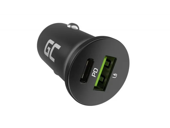 Green Cell GC CADM-GC-38AC – USB-Ladegeraet 38 W 1x USB-C USB-A schwarz Linterna, GPS, Auriculares, Teléfono móvil, Navegante, Otro, Altavoz portátil, Batería portátil, Smartphone, Reloj inteligente, Tableta, Universal Negro Encendedor de cigarrillos Carg