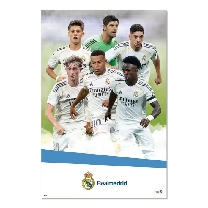 Grupo Erik Poster Rel Madrid 2025/2026 – Posters Decorativos; 61×91,5 cm a todo color (decoracion pared) | Laminas Decorativas; ideal Decoración Habitación, Real Madrid Niño Regalos