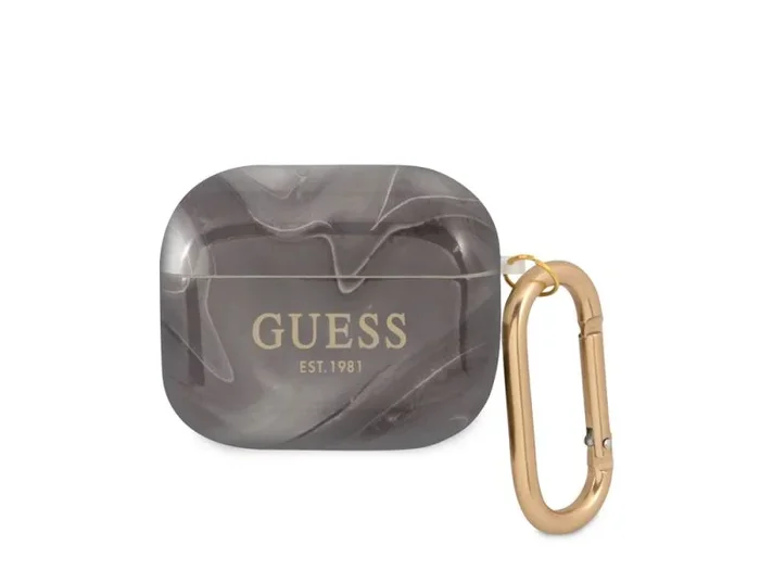 Guess GUA3UNMK Marble Collection – Funda para AirPods 3, Color Negro