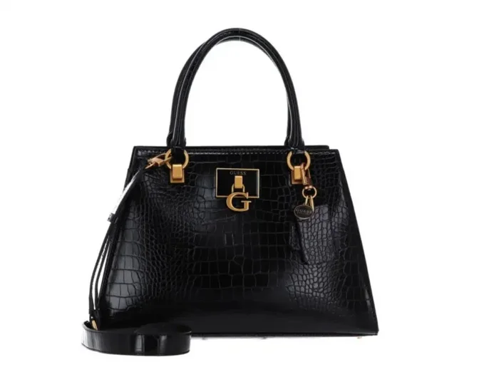 Guess, stephi girlfriend satchel, polyurethane, textile bag, black, hwcb7875070, for women, 35 x 24 x 8 cm