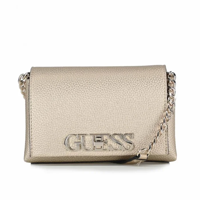 Guess, uptown chic, polyurethane, textile handbag, gold, 21x13x9 cm