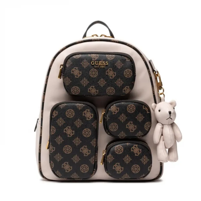 Guess Utility WLP-55150 Mochila de Piel Sintética y Textil Beige para Mujer 32x26x11 cm | Diseño Elegante y Funcional, Otoño Invierno 2022/23
