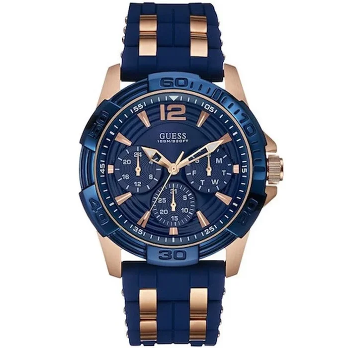 Guess W0366G4 – Reloj de pulsera para hombre, color azul / rosa oro