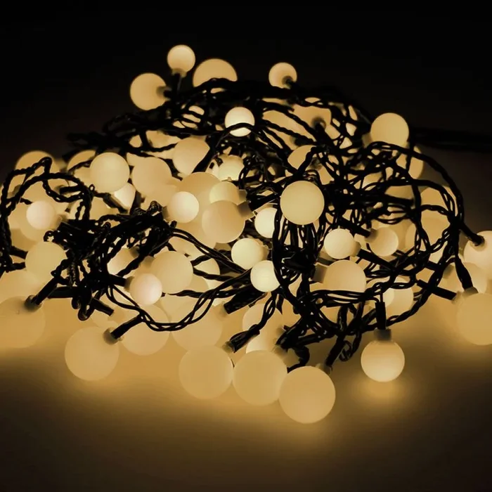 Guirnalda «cherry» led luces de tres medidas 14m 120 leds luz calida exterior