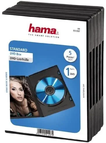Hama – DVD-ROM Jewel Case, Pack – 5, Black, Negro