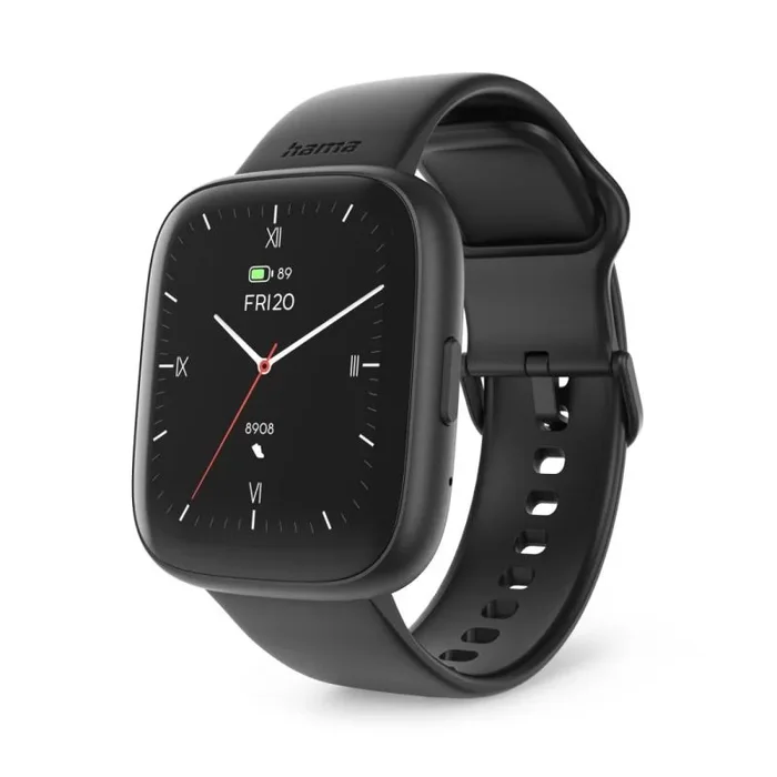 Hama Reloj inteligente (pantalla a color de 1,65″, función de teléfono, WhatsApp, Correo electrónico, etc., asistente de voz, impermeable, rastreador de fitness con 100 deportes + frecuencia cardíaca