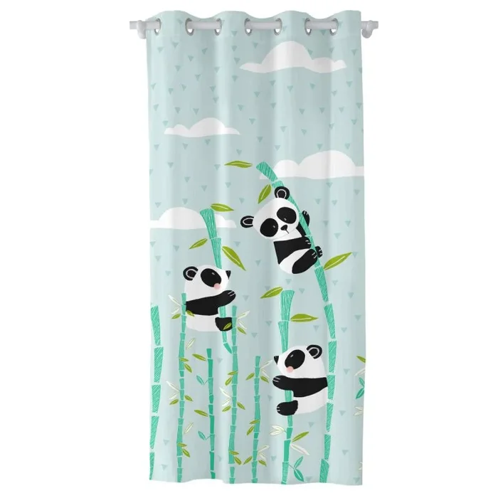 happyfriday Panda Garden Blue Cortina 140×265 cm Azul, 140×265 cm, 100% Algodón, Calidad de 150