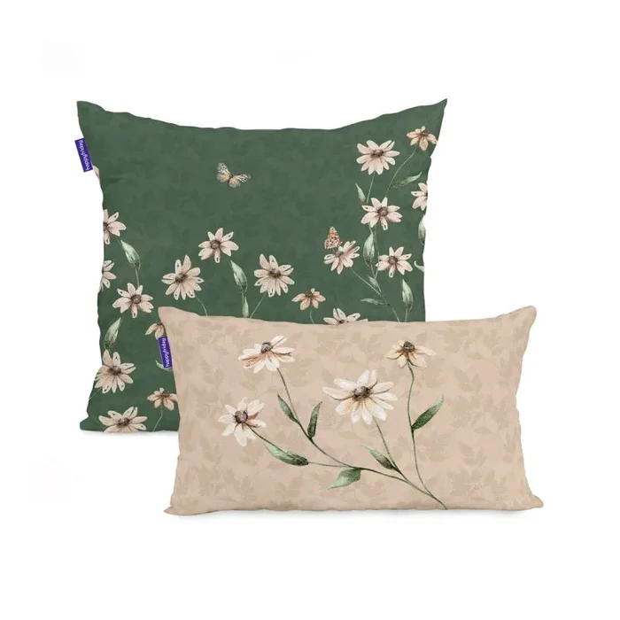 happyfriday Tinny Bloom Funda de cojín 50×50 + 50×30 cm Multi, 50×50 + 50×30 cm, 100% Algodón, Calidad de