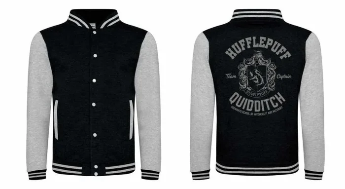 Harry potter – hufflepuff quidditch (unisex black varsity jacket) medium