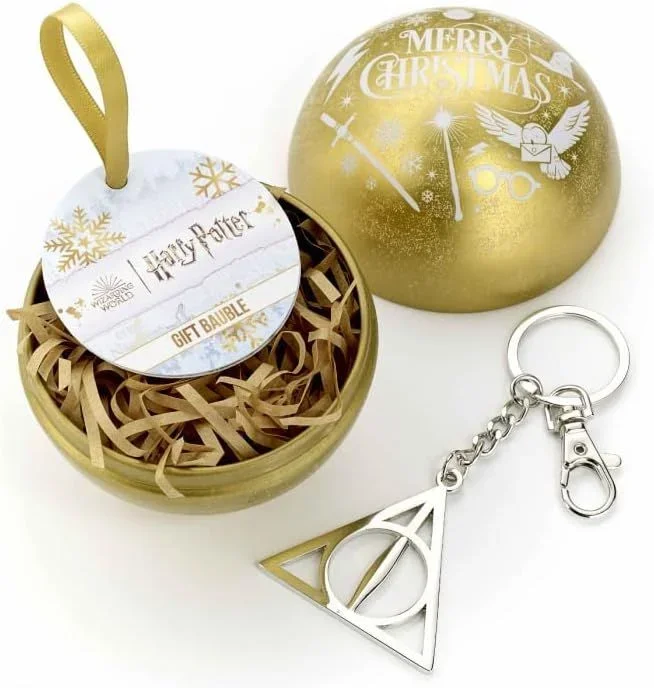 Harry Potter Official Gold Bauble with Deathly Hallows Keyring