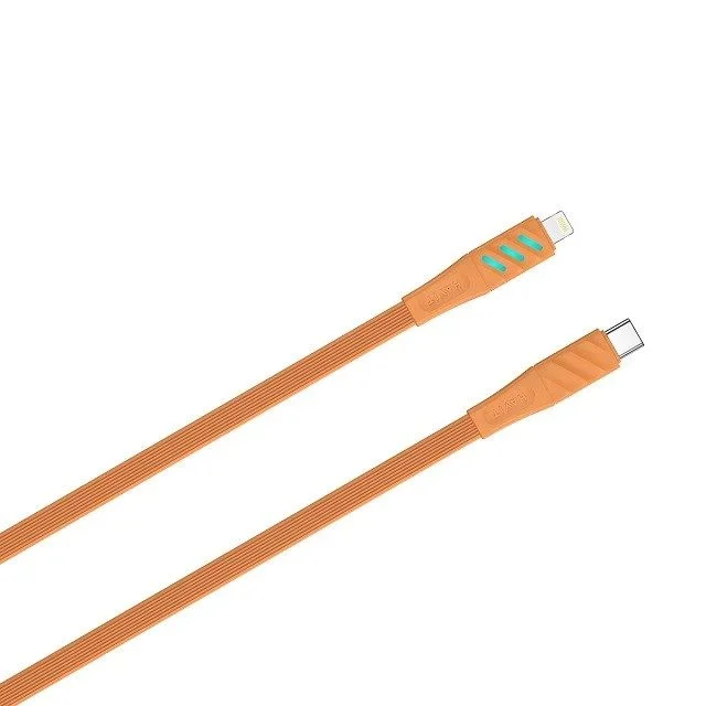 Havit – Cable Lightning tipo C a PD30 W, luz LED, 1 m, color naranja
