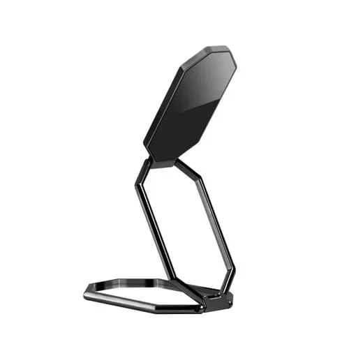Hebilla de Anillo Magnético para Coche Soporte de Anillo de Teléfono Móvil Aleación de Zinc Plegable (Negro Frío)