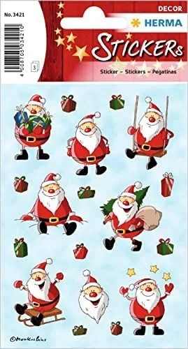 HERMA 3421 – Pegatinas de Navidad (54 pegatinas, papel mate, autoadhesivas, etiquetas permanentes para Navidad, regalos, manualidades, calendario de Adviento, multicolor