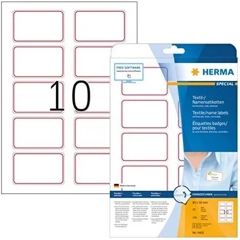 HERMA 4405 etiqueta autoadhesiva Rectángulo redondeado Desmontable Rojo, Blanco 200 pieza(s)