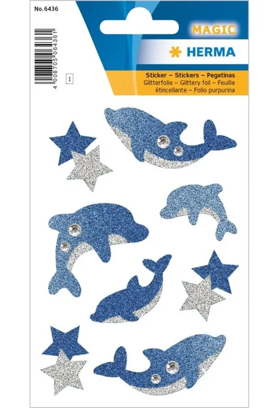 HERMA 6436 etiqueta decorativa engomada Papel aluminio Azul, Plata Permanente 8 pieza(s)