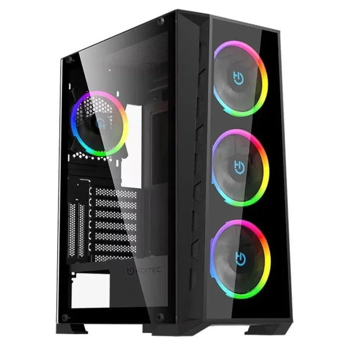 Hiditec Chasis ATX MH12 Glass ARGB, 4 Ventiladores ARGB incluidos, Ventana Cristal Templado, USB-C 3.2 Gen2, filtros Antipolvo, Alto Rendimiento