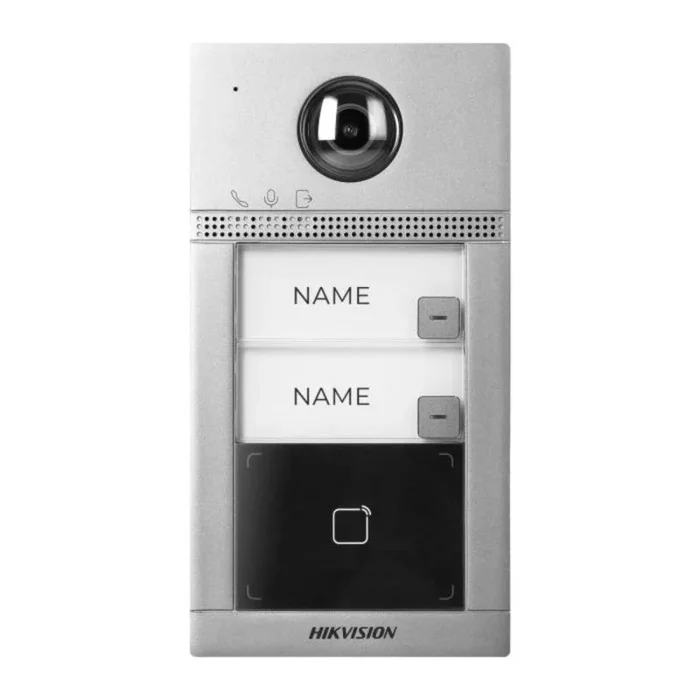 Hikvision Timbre Inalámbrico Exterior Impermeable IP65 – Estación Exterior Metálica para Viviendas Bifamiliares – Videoportero WiFi/IP Funcionamiento Autónomo o Cooperación con Monitores IP
