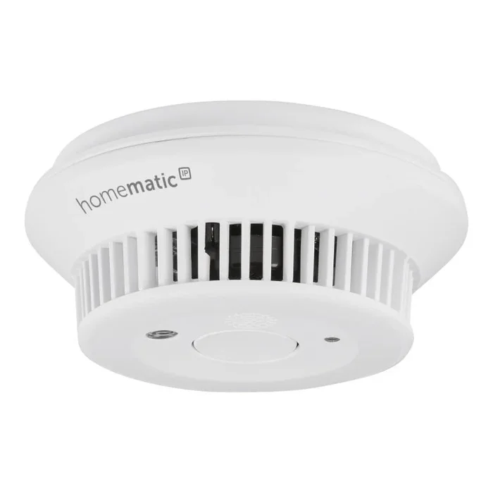 Homematic Detector de humo IP Smart Home 156587A0 con etiqueta Q, alarma local a través de la sirena y notificación push en la aplicación para teléfono inteligente, luces LED de emergencia integradas