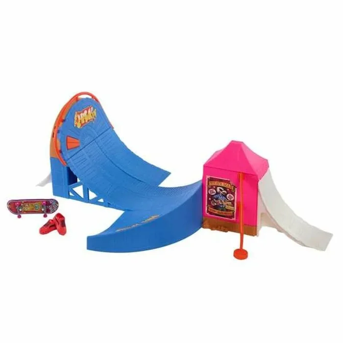 Hot Wheels Parque de skate de atracciones Set de juego con monopatín de juguete y zapatillas para dedos, +5 años (Mattel HGT95)