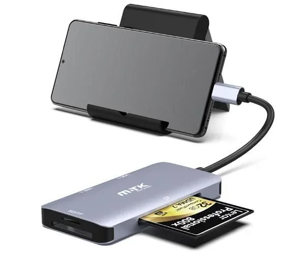 Hub adaptador type-c a 2xusb 3.0 / lector sd – microsd – lector cf / tg7193 / gris / mtk