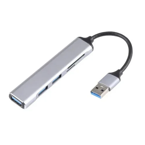 Hub Multifuncional 5 en 1 USB 3.0 con Slot Tarjeta SD/TF y 3 Puertos USB 3.0 (Plata)