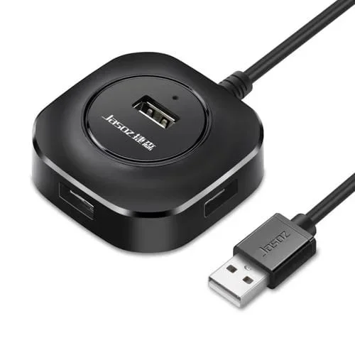 Hub USB 2.0 de Alta Velocidad Jasoz 4 Puertos 1.2M (Negro) Hub de Acoplamiento 1 a 4