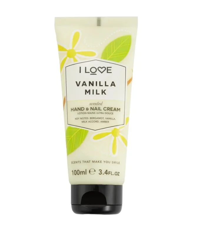 I Love Vanilla Milk Crema de Manos y Uñas 100 ml | Con Karité, Coco y Vitamina E | 93% Ingredientes Naturales | Vegana | Modelo WLP-8846 | EAN 5060351545655