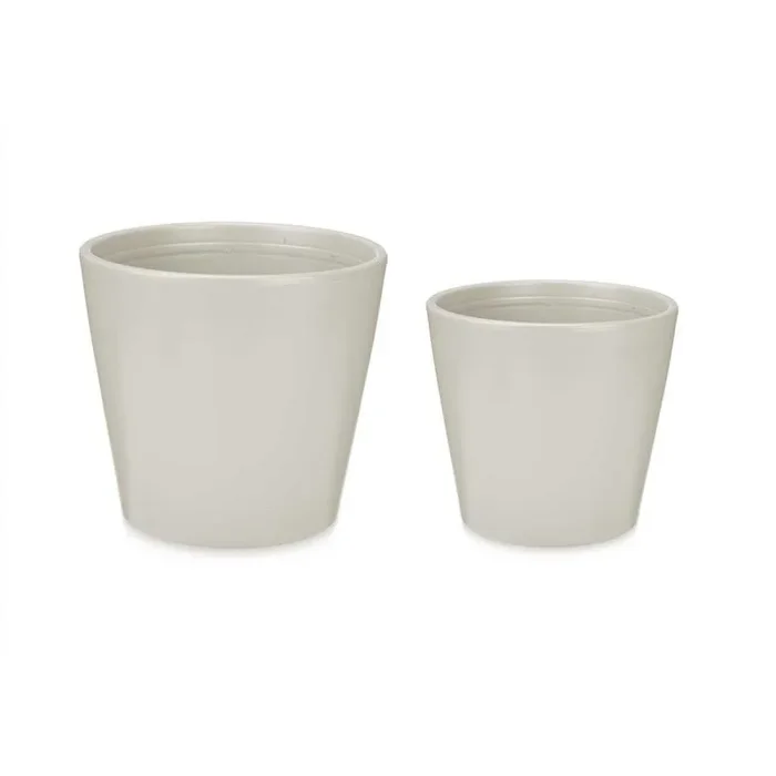 Ibergarden Set de Macetas 2 Piezas Ø 22 cm Ø 28 cm Gris Arcilla