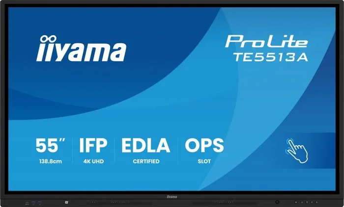 iiyama TE5513A-B1AG pantalla de señalización Panel plano interactivo 138,7 cm (54.6″) Wifi 450 cd / m² 4K Ultra HD Negro Pantalla táctil Procesador incorporado Android 18/7