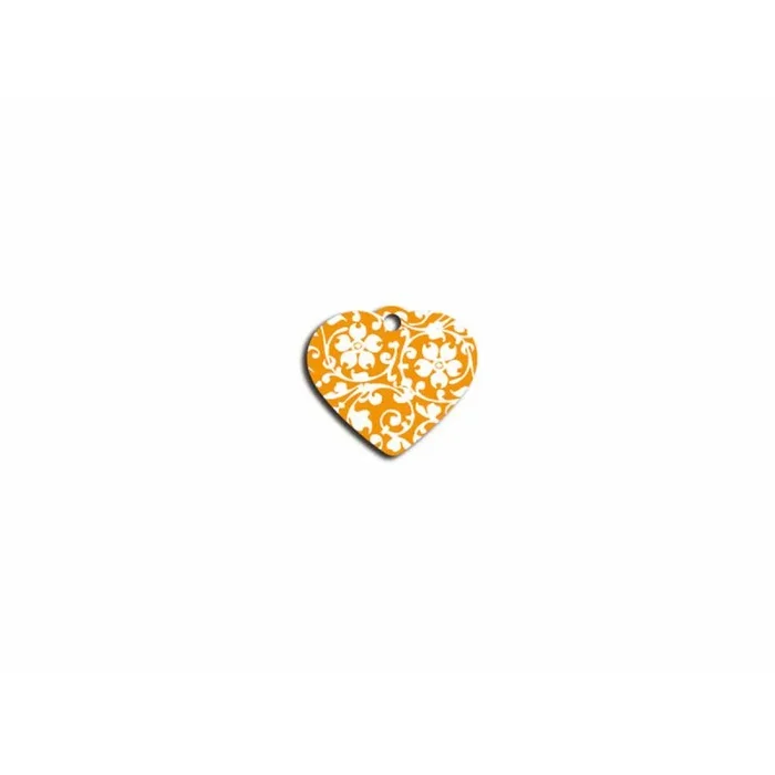 iMARC Placa Corazón Pequeño, 3 x 2 cm, Aluminio, Flores2 Naranja