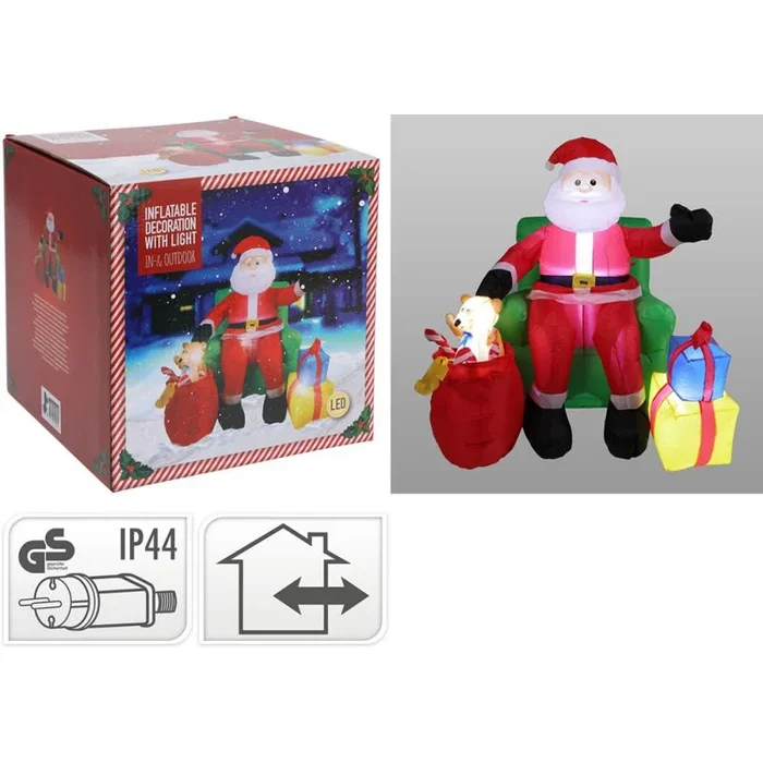 Inflable santa en el banco con led, ip44, 220v, 120cm. basics