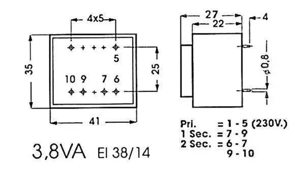 Info Games 139067 – Transformador de impresión (3,8 V, 2 x 7,5 V, 2 x 0,254 A)
