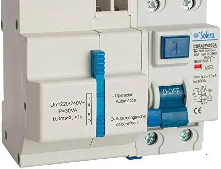 Int. Diferencial 2P 40A 30Ma Ac C/Reconexion Automatica Con 3 Tiempos Solera