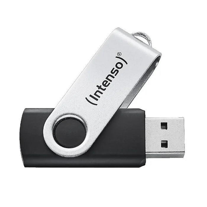 Intenso Office Line – Memoria USB de 32 GB, USB A 3.2, Memoria USB A 3.2 de hasta 70 MB/s, Carcasa de plástico Resistente, Color Plateado y Negro