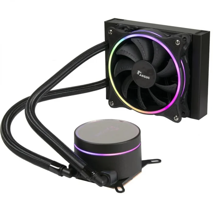 Inter-Tech Enfriamiento por agua AIO de 120 mm con iluminación ARGB del ventilador y la bomba.