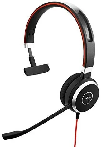 Jabra Evolve 40 UC – Auricular Monoaural de Comunicaciones Unificadas para VoIP Softphone – Cancelación Pasiva de Ruido – Cable USB-A con Unidad de Control – Negro