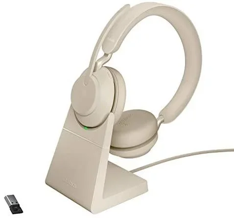 Jabra Evolve2 65, UC Stereo Auriculares Inalámbrico Diadema Oficina/Centro de llamadas USB tipo A Bluetooth Beige
