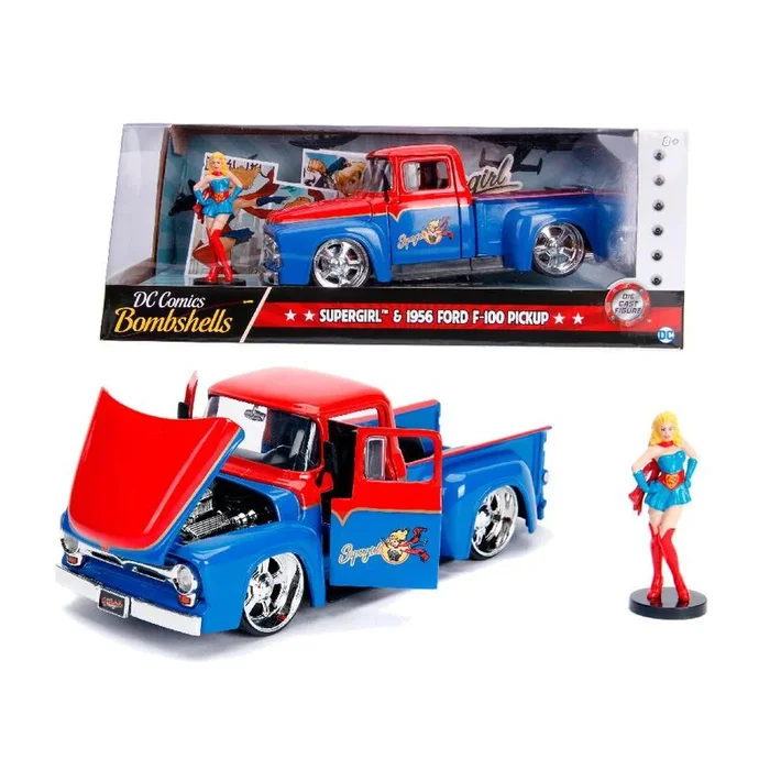 JADA- Supergirl Vehículo Ford F-100 Pickup 1956, Escala 1:24