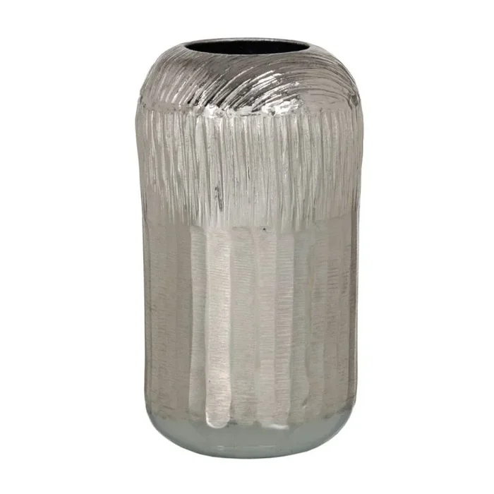 Jarrón 15 x 15 x 28 cm plata aluminio