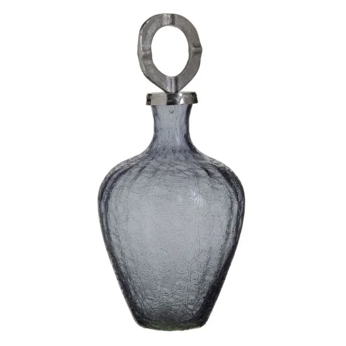 Jarrón cristal gris metal plata 20 x 20 x 30 cm
