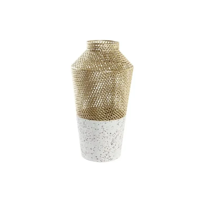 Jarrón dkd home decor gris dorado metal moderno 25 x 25 x 48 cm