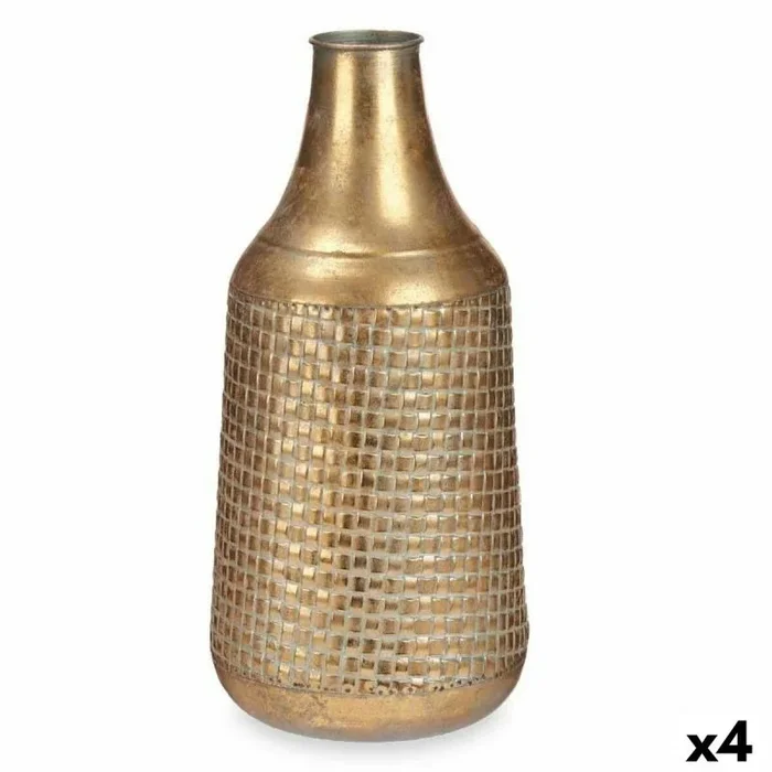 Jarrón dorado metal 21 x 44 x 21 cm (4 unidades) con relieve