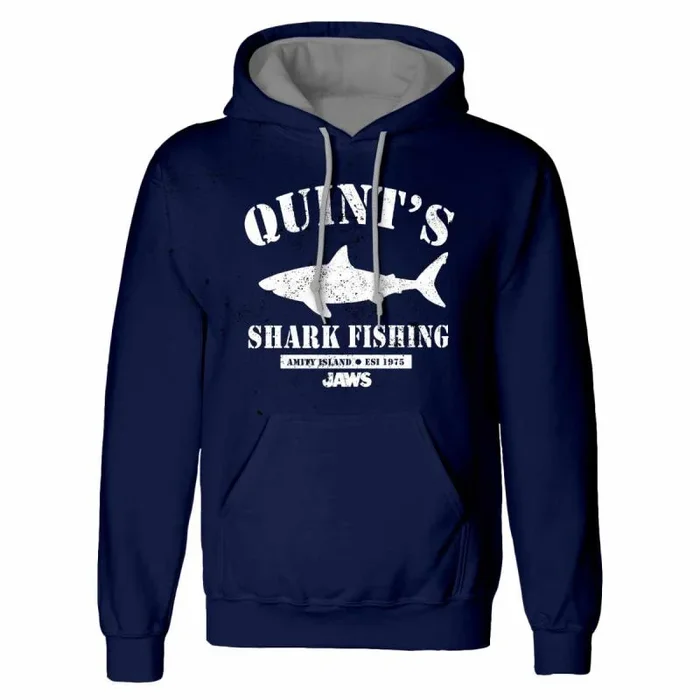 Jaws – quints shark fishing (unisex navy pullover hoodie) ex large