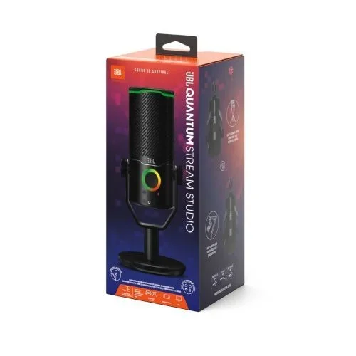 JBL Quantum Stream Micrófono USB condensador de doble cápsula, para streaming, grabación y gaming, negro