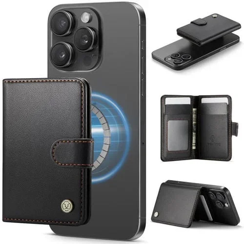 JEEHOOD J09 RFID – Bolsa para tarjetas con hebilla magnética (negra)