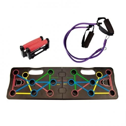 Jocca tabla de flexiones 10 en 1 – plegable y portatil – colores asociados a grupos musculares