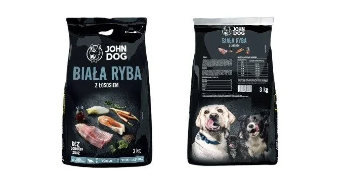 John Dog Alimentos secos, pescado blanco con salmón 3 kg, alimento seco premium sin cereales. Preparado a base de pescado blanco y salmón, de los cuales más del 60 % de proteínas en la alimentación se obtiene.